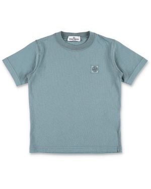 Stone Island Boy's Cotton T-Shirt With Logo Patch - Blue