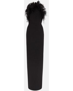The Attico Vestido Largo De Cady Con Plumas De Avestruz - Negro