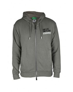 DSquared² Cotton Hooded Sweatshirt With Inspirational Inscri - Grau