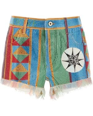 Loewe Embellished Denim Paula S Ibiza Shorts - Blue