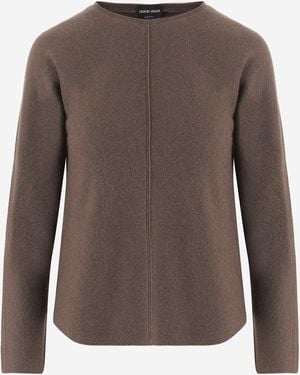 Giorgio Armani Stretch-Pullover aus Seide und Kaschmir - Braun