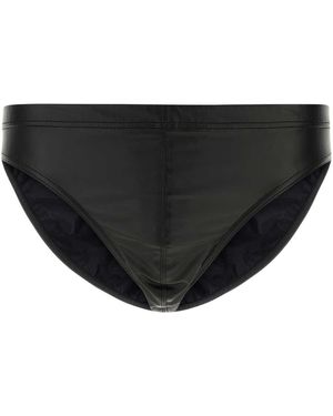 Tom Ford Faux Leather Laminated Jersey Swim Brief - Black