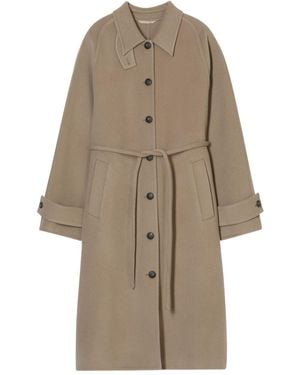 Closed Wool Belted Coat - Natural