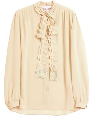 Valentino Crepe De Chine Silk Blouse - Natural