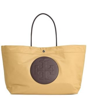 Tory Burch Große "Ella Twist"-Tasche von aus beigem Weizenpolyamid - Natur