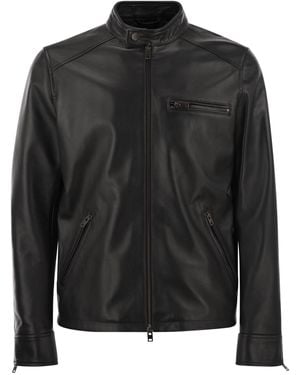 Hogan Leather Biker Jacket - Black