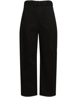 Lemaire Katoenen Broek Met Riem - Zwart