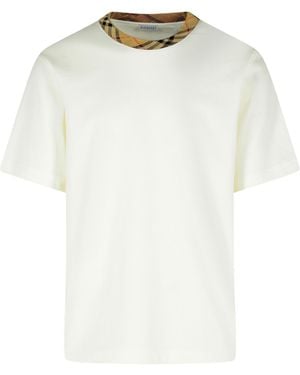 Burberry 'ryan In Cotone Bianca Con Finiture' Check 't -shirt - Wit