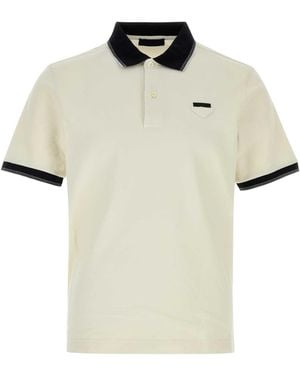 Prada Ivory Piquet Polo Shirt - White