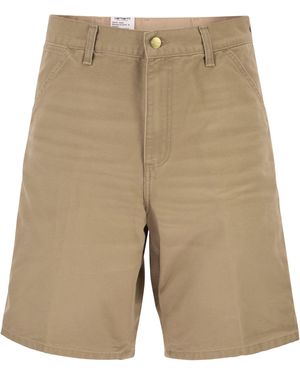 Carhartt Denim Bermuda Shorts With Logo On The Back - Natural