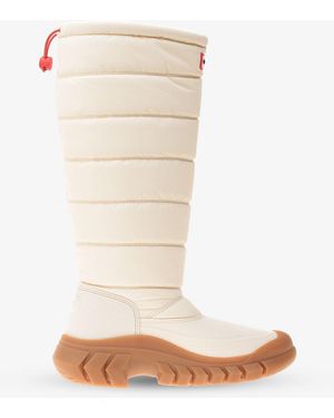 HUNTER Tall Snow Boots With Quilted Design And Rubber Sole - White
