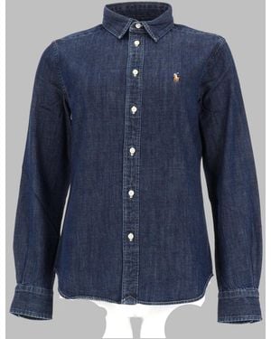 Polo Ralph Lauren Classic Cotton Shirt With Logo For - Blue