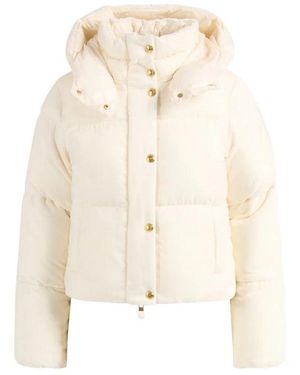 Elisabetta Franchi Samt Daunenjacke Mit Abnehmbarer Kapuze - Natur