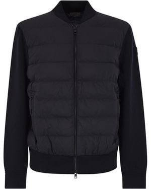 Moncler Gepolsterte Woll -Strickjacke mit Reißverschluss - Schwarz