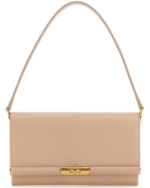 Dolce & Gabbana Powder Leather Marlene Clutch - Natural