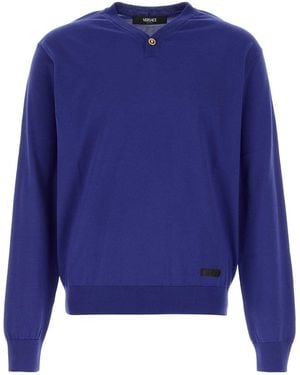 Versace V Neck Sweater - Blue