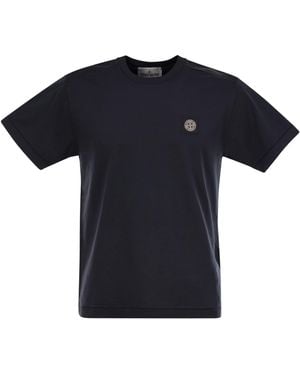 Stone Island Short Sleeved T Shirt With Compass Logo Patch - Black