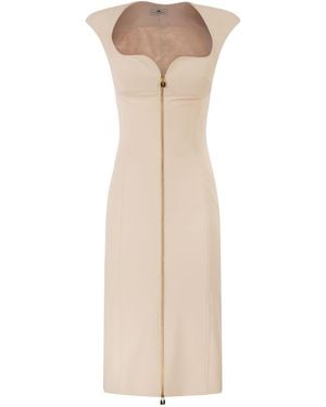 Elisabetta Franchi Double Stretch Crepe Dress - Natural