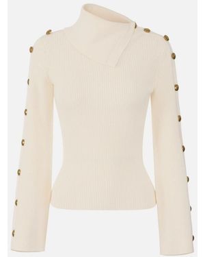 Elisabetta Franchi Trui Met Juweelknopen - Wit