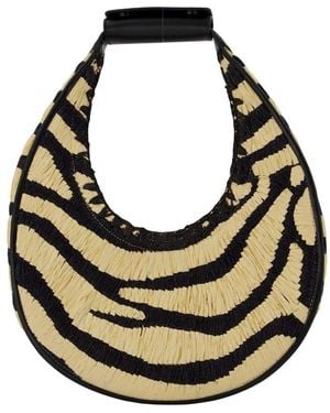 STAUD Moon Handtas Raphia Multi - Zwart
