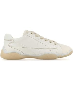 Prada Logo Leather Trainer - White