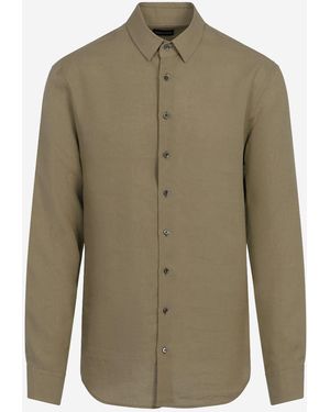 Giorgio Armani Regular Fit Linen Shirt - Green