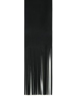 Sportmax Long Schal mit 'Avocado' Rand in schwarze jungfräuliche Wolle