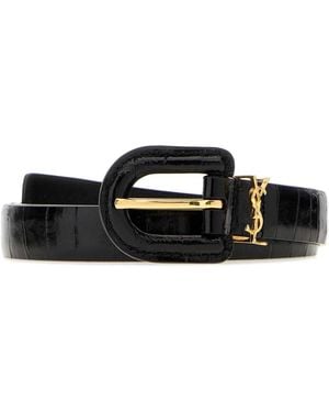 Saint Laurent Logo Buckle Belt - Black
