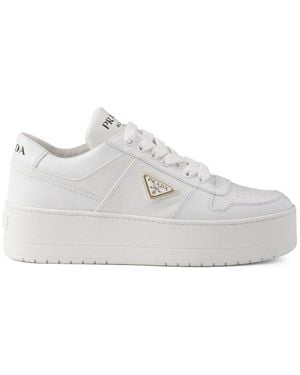 Prada Downtown Bold Leather Trainers - White