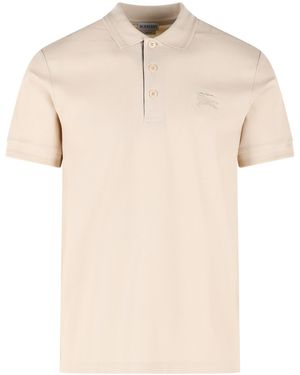 Burberry 'eddie Ekd' Beige Katoenen Poloshirt - Naturel