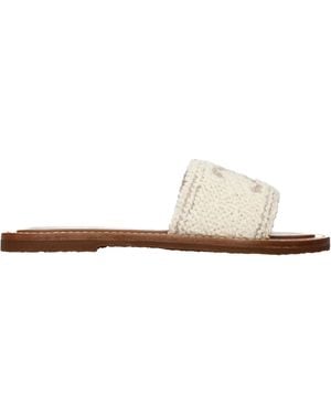 Celine Lympia Slippers And Clogs/Ecru Fabric - Natural