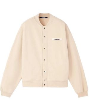 Jacquemus The Grosgrain Cardigan With Applique - Natural