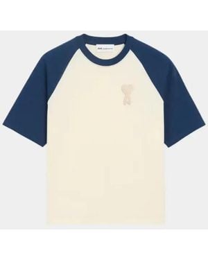 Ami Paris Teeshirt Manches Courtes Boxy Fit Avec Patch De Coeur En Gehaakt - Blauw