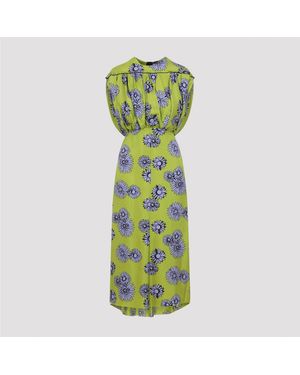 Lanvin Printed Draped Top Dress - Green