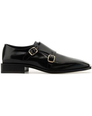 Ferragamo Leather Caracas Monk Strap Shoes - Black