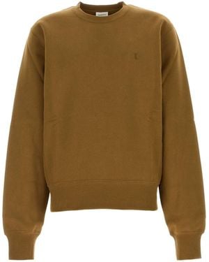 Saint Laurent Sweatshirt Mit Logo-Stickerei - Braun