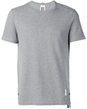 Thom Browne Relaxed Fit Ss Tee W/ Centre Back Rwb Stripe - Grey