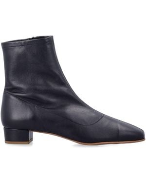 BY FAR Leather Ankle Boots With Block Heel - Blue