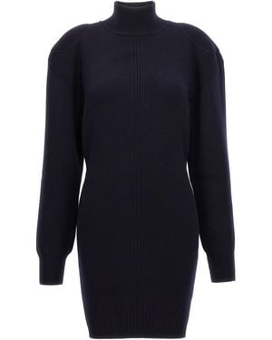 Stella McCartney Ribbed Knit Mini Dress With High Neck - Blue