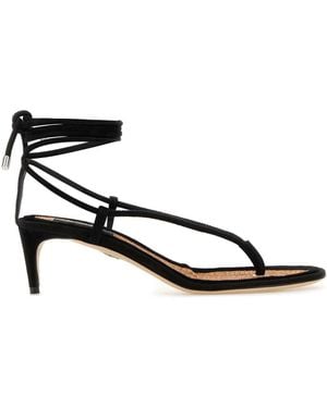 DSquared² Black Suede Twin Thong Sandals - White