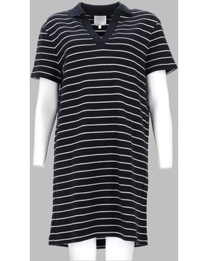 A.P.C. Striped Cotton V-Neck Polo Dress - Black