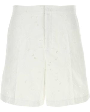 Valentino Garavani Cotton Blend Bermuda Shorts - White