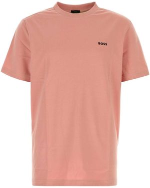 BOSS Dark Stretch Cotton T Shirt - Pink