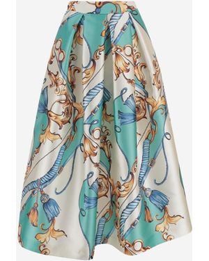 Lunatica Milano Flared Skirt With Fantasy Print - Blue