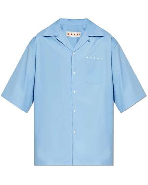 Marni Katoenen Bowlingshirt Met Korte Mouwen - Blauw