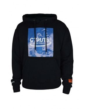 Heron Preston Cotton Hoodie With Pelican Graphics - Black