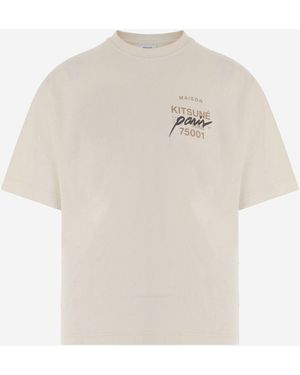 Maison Kitsuné T-Shirt aus Baumwolle von Maison Kitsune mit Logo - Weiß