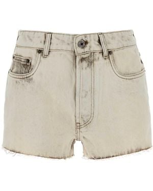 Miu Miu White Denim Shorts - Natural