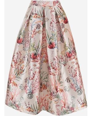 Lunatica Milano Uitlopende Rok Met Fantasieprint - Rood