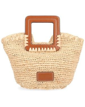 STAUD Shirley Raffia Mini Bucket Bag - Metallic
